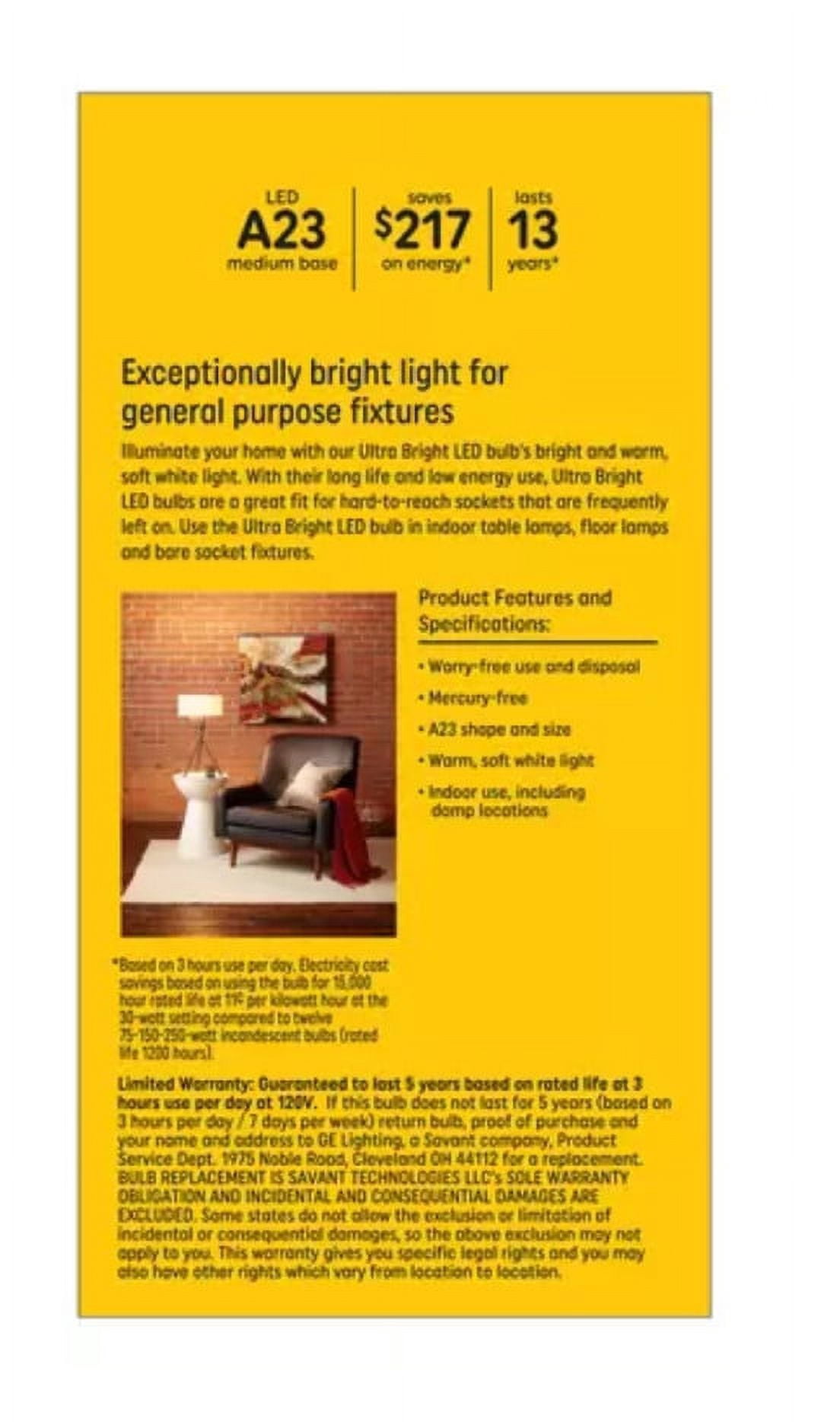 (case of 3 bulbs) Plump GE ultra bright LED 3-way light bulb, 75/150/250 watt replacement, Soft White, 1100/2310/3900 lumens, exceptionally bright LED A23, frost finish, irregular size