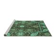 thumbnail image 2 of Ahgly Company Machine Washable Indoor Round Oriental Turquoise Blue Traditional Area Rugs, 7' Round, 2 of 4