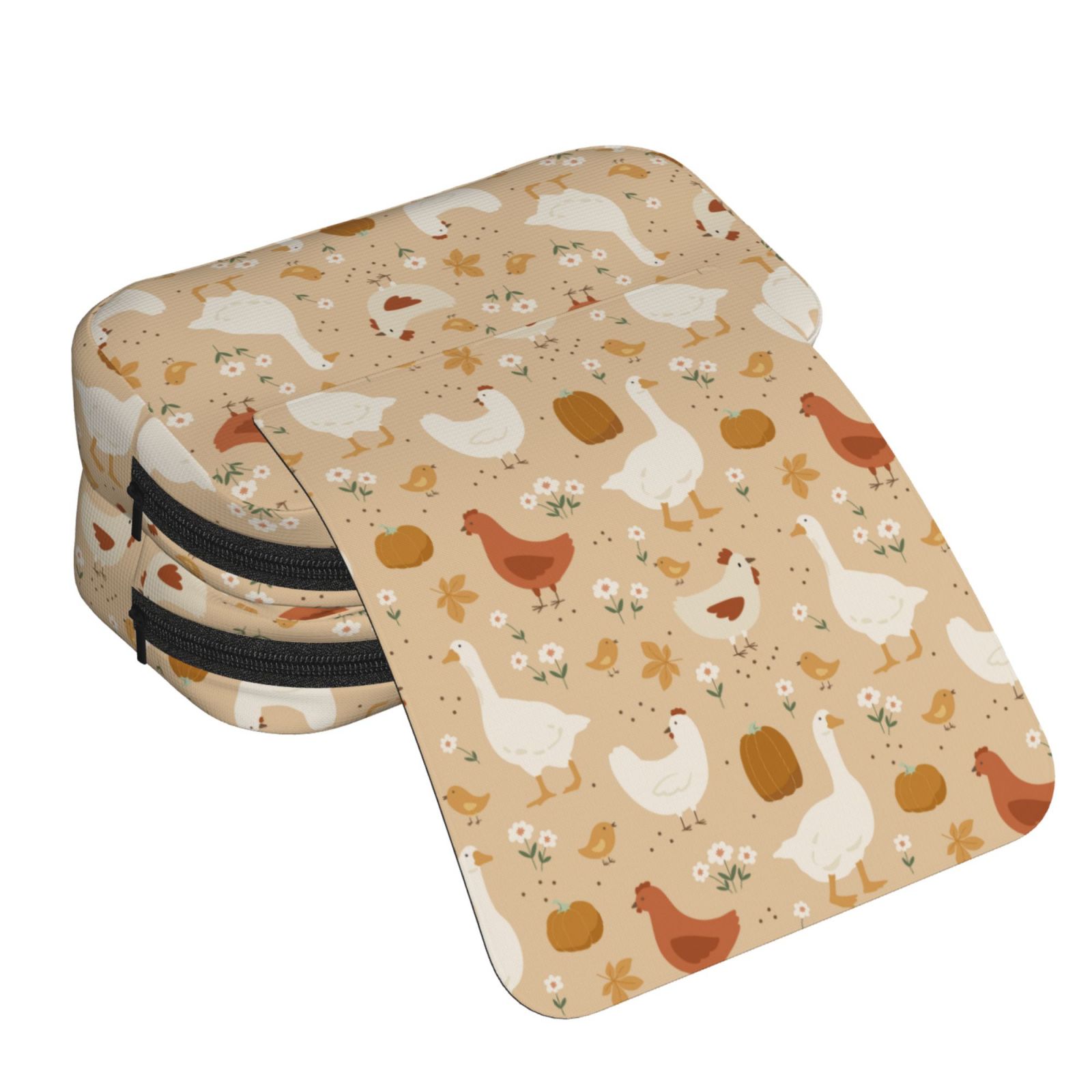 Rateoe Autumn and Thanksgiving Pattern Double Clamshell Pen Case, Storage Organizer with Two Zipper Compartments– Holds Up to 50 Pencils & Pens