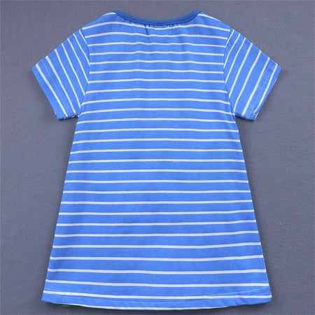 

dmqupv Blue Dress For Girls Girls Tie Dye Dress Clothes Kids Short Sleeve School Twirly Skater Dress Size 5-12 Years Sky Blue 3-4 Years