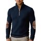 thumbnail image 2 of Ceisia Men's Slim Fit Half-Zip Stand-Up Collar Rib Knit Sweater with Elbow Patches Navy XXXL Gifts, 2 of 7