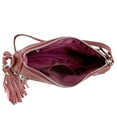 thumbnail image 7 of SILVERFEVER Leather Leather Multi Pockets Shoulder Handbag Tassel Detail Wine, 7 of 7