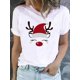 thumbnail image 1 of Camiseta de manga corta con estampado de corazón de amor de vino para mujer, ropa de Navidad, moda de Año Nuevo, Camisetas básicas, camisetas gráficas, 1 of 5