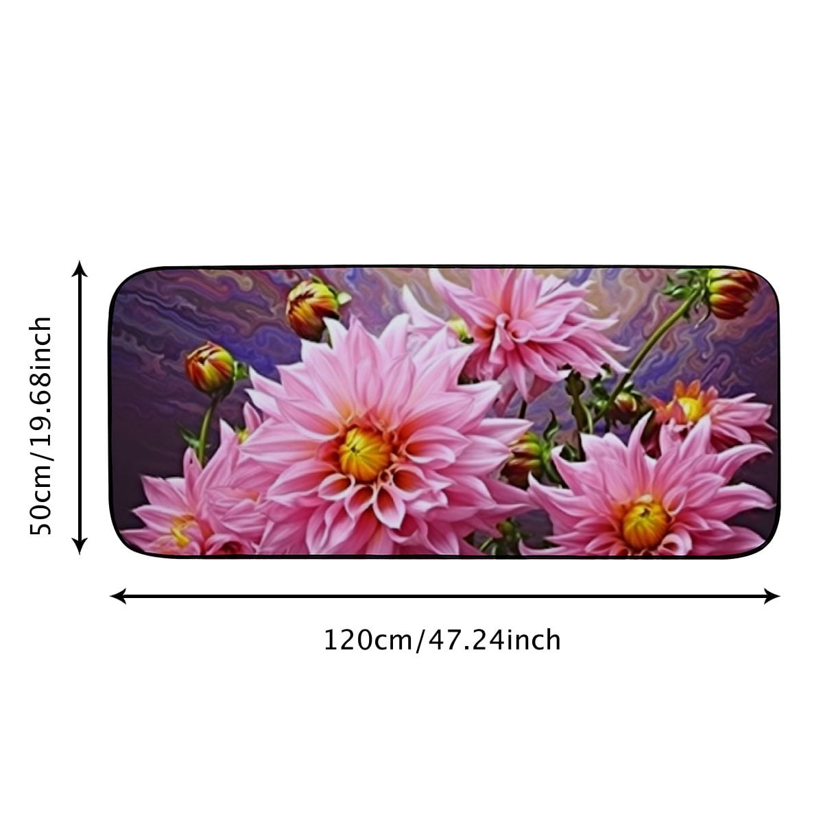 Heduofu Decorative Door Mat, Door Mat with Non-Slip Rubber Backing, Easy Cleaning, Traps Dirt, for Entry, Patio, Garage- Dahlias Autumn Pink Purple Pink Flower 19.68*47.24 in