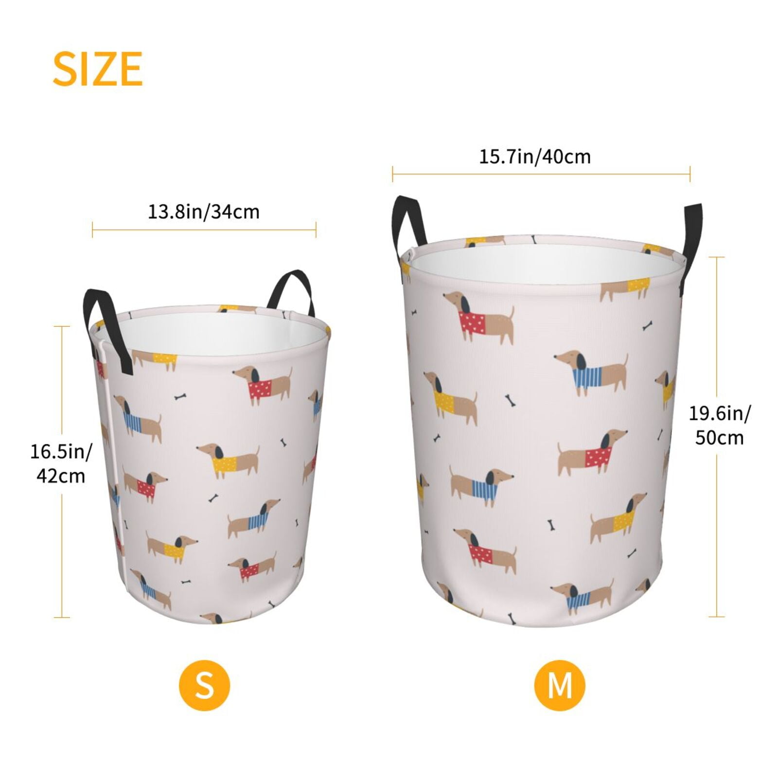 Large Laundry Basket with Handles - Dachshund Dog Puppy No.1045 Kids Baby Dirty Clothes Laundry Hamper for Bedroom Aesthetic