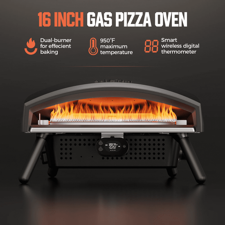 Big Horn Outdoors 16'' Gas Pizza Oven, App Connectivity, Auto Big Horn Outdoors 16'' Gas Pizza Oven, App Connectivity, Auto