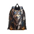 thumbnail image 7 of Easygd Oil Painting Tribal Wolf Canvas Backpack: Stylish, Lightweight, and Versatile with Large Capacity and Adjustable Straps –, 7 of 7