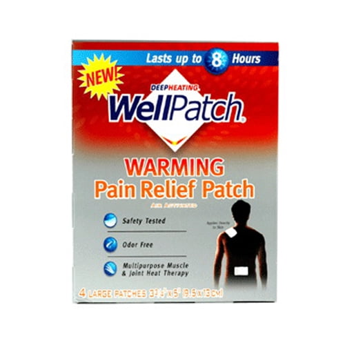 Wellpatch Pain Relief Heat Warming Pads, Large Size 4 Ea, 2 Pack