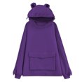 thumbnail image 3 of Chandail à Capuchon Grenouille pour Femmes à Manches Longues, Couleur Unie, avec Poche, 3 of 7