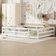 thumbnail image 2 of Floor Bed, Full Size Montessori Bed Frame, Wood Floor Bed with Fence and Guardrails, No Box Spring Needed, White Wood Finish, 2 of 11