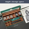 thumbnail image 2 of ProCase Caja para Reloj de 6 Ranuras, Estuche Organizador de Relojes de 2 Pisos con Tapa Vidrio Anti-polvo Almacenaje Guardarrelojes para Hombres y Mujeres (Verde), 2 of 15