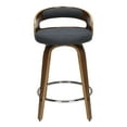 thumbnail image 3 of OFM 161 Collection Mid Century Modern 24" Low Back Bentwood Frame Swivel Seat Stool with Fabric Back and Seat Cushion, in Walnut/Navy (161-WF24C-NVY), 3 of 10