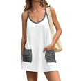 thumbnail image 4 of GILIGEGE Womens Tennis Athletic Dress Mini Romper Dress with Built In Shorts Women's Solid Color Suspender Top and Shorts Two Piece Casual Suit with Pocket Summer Vacation Outfits White Xxl, 4 of 5