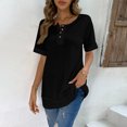 thumbnail image 4 of Short Sleeve Blouse Pure Color V Neckline Casual Fitted Short Sleeve Blouse for Lady Girl Summer Black L, 4 of 8