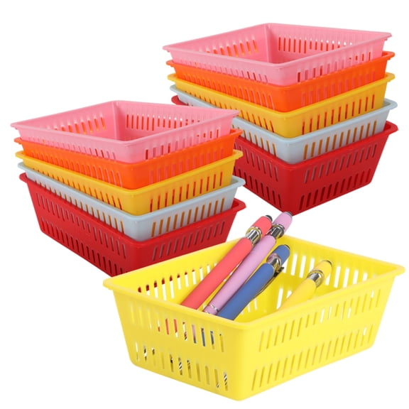 10 Pack Mini Storage Baskets Bins, Plastic Organizer Basket, Colorful Storage Crate Organizing Containers