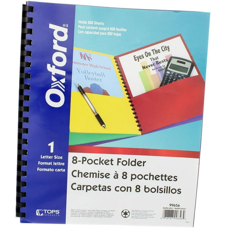 Oxford® Poly 8-Pocket Folder, Letter, Assorted