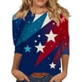 thumbnail image 2 of JOANKDMI 4th of July Shirts for Women 3/4 Sleeve American Flag Crewneck Loose Fit Tops Memorial Day Patriotic Festival Holiday Anniversary Wear, 2 of 5