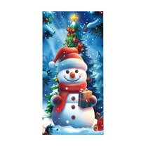Uxgjfwu Christmas Door Cover Santa Claus Pattern 35x71 Inch Festive Holiday Decor for Front Door Indoor Wall Table Holiday Party Decoration