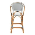 thumbnail image 3 of bali & pari Genica Two-Tone Navy and White Weaving and Natural Rattan Bar Stool, 3 of 8