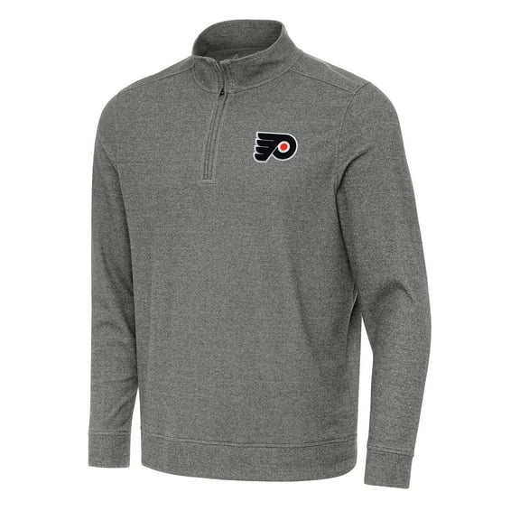 Men's Antigua Heather Black Philadelphia Flyers Subtle Quarter-Zip Sweatshirt
