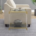 thumbnail image 2 of Royal Crest Two-Tier Acrylic Clear Glass Square End Table in Gold Chrome Finish, 2 of 5