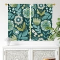 thumbnail image 4 of Boho Floral Kitchen Curtains 39 Inch Length for Small Window Treatments, Teal Rod Pocket Top Tier Curtains Short Bathroom Curtains for Closet Door Coverings, 2 Panels Set, 26x39, 4 of 6
