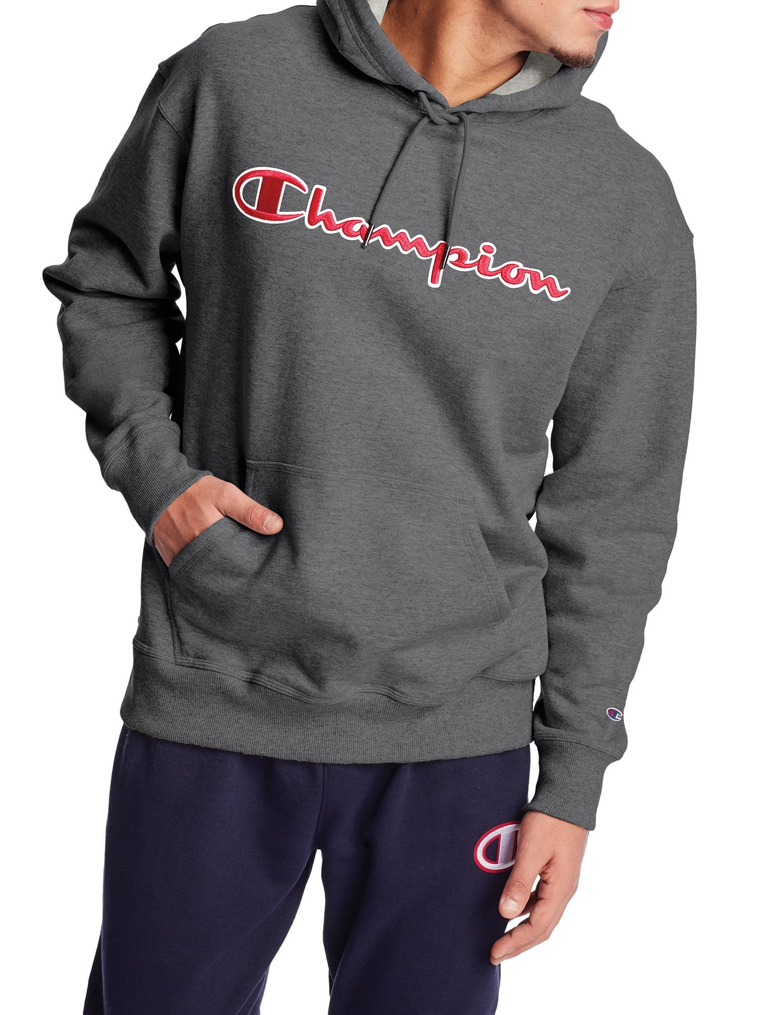 champion men's powerblend applique hoodie