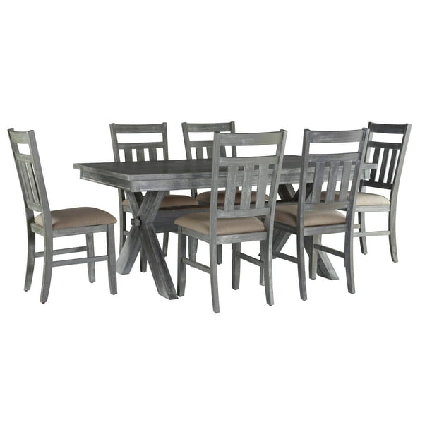 Powell Turino 7 Piece Dining Table Set Grey Walmart Com Walmart Com