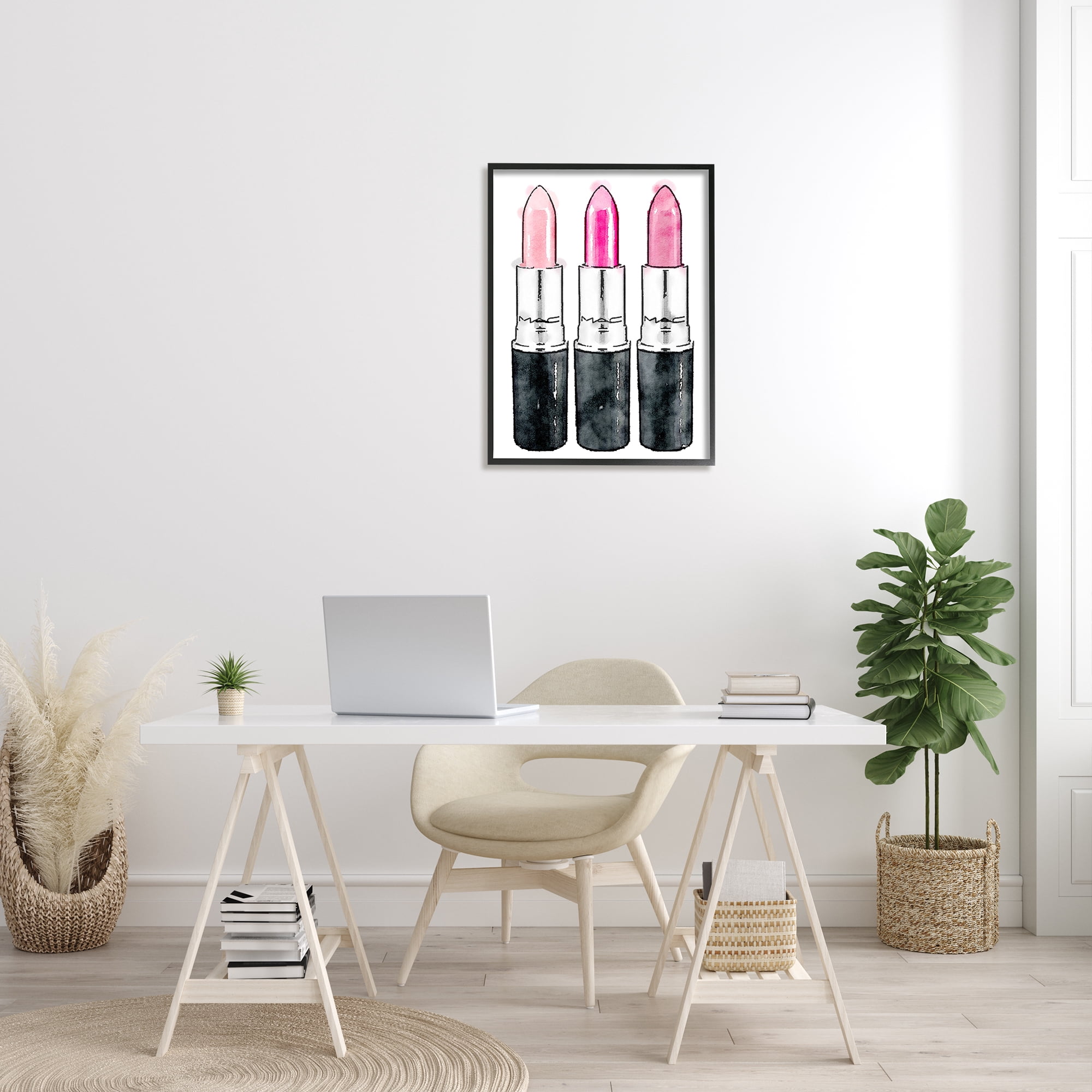 Stupell Industries Three Pink Lipsticks Framed Wall Art by Amanda Greenwood