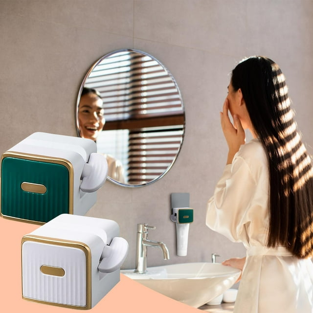 Xihbxyly Exprimidor de Pasta de Dientes Lazy People, Pinza Manual para Pasta de Dientes, Prensa para Leche de Lavado Facial, Gancho de Pared Fácil de Instalar, Diseño Sin Taladro, Adhesivo Fuerte, Te
