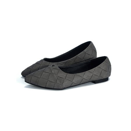 Roxy Gray Shoes (Fashion Shoes for Women Slip on Flats Pointed Shoe Breathable Casual Shoes Spring Summer and Autumn Black Dark Green)