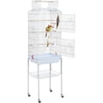 thumbnail image 1 of ZYPPPA  64-inch Open Play Top Bird Cages for Parakeets Cockatiels Finches Lovebirds Canaries Conures Budgies Parrot Birdcage w/Detachable Rolling Stand, White, 1 of 9