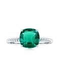 thumbnail image 4 of Cushion Cut Lab Created Emerald Solitaire Ring with Diamond for Women (2 Carat), 14K White Gold, US 11.50, 4 of 8