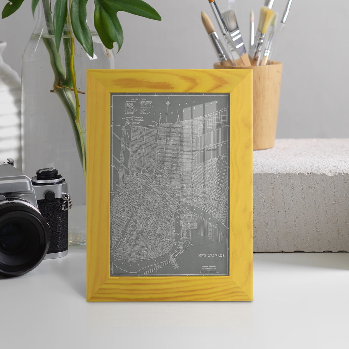City Map of New Orleans -Framed Print w/glass-Sunflower Yellow