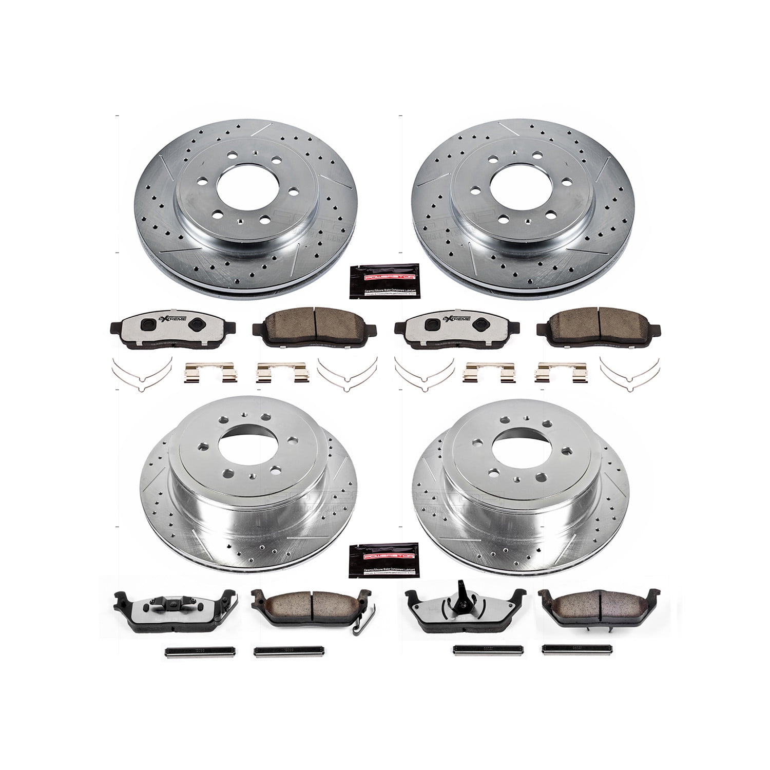 PowerStop Front and Rear Z36 Truck & Tow Carbon-Fiber Ceramic Brake Pad and Drilled and Slotted Rotor Kit Fits: FORD Select Models K5335-36