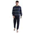 thumbnail image 2 of GÖTZBURG Conjunto de Pijamas de Hombre - largo, Cuello en V,  rayado Azul/Blanco L (Large), 2 of 5