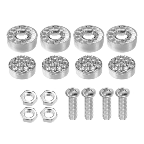 Unique Bargains 1 Set Car License Plate Fasteners Screws Caps White Universal Glitter Rhinestone License Plate Bolt Cap