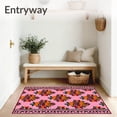 thumbnail image 3 of ODIKA 2'x3' Machine Washable Non-Slip Area Rug, Harvest Pumpkin with Interlocking Berry and Foliage Borders High Traffic Rug with Pad, Pink, 738758, 3 of 8