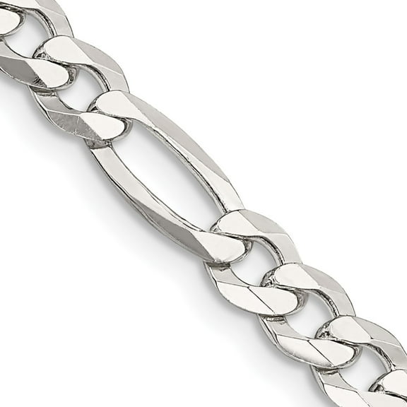 925 Sterling Silver Figaro Chain Styles Necklace 5.5 mm Lightweight Flat 16 inch