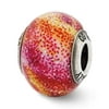 Reflection Beads QRS2537 Sterling Silver Italian Fuschia & Yellow Glass Bead - Polished & Antiqued