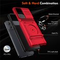 thumbnail image 6 of For Motorola Moto G Stylus 5G 2024 Phone Case with Finger Ring Holder Kickstand, Card Slots，Heavy Duty Shockproof Rugged Protective Working with Magnetic Car Phone Mount,Red, 6 of 8
