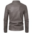thumbnail image 3 of Men's stand-up collar PU leather jacket spring and autumn new jacket handsome motorcycle suit stand-up collar faux leather fashion slim jacket, 3 of 16
