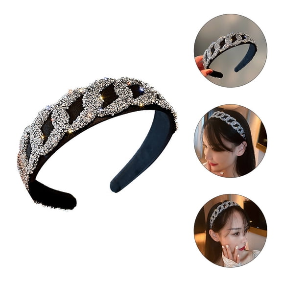 BESTYASH Rhinestone Elastic Hair Band Black Decorative Headband for Women Girls Party and Special Occasion
