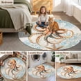 thumbnail image 5 of Round Rugs 6Ft, Brown Octopus Coastal Round Area Rug Washable Indoor Throw Carpet, Nautical Summer Beach Ocean Soft Non Slip Circle Rug for Office Cabinet Home Decor Aesthetic, 5 of 8