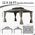 thumbnail image 3 of Backyard Gazebos 12' X 16' Hardtop Gazebo, Upgraded Metal Gazebo with Drainage System, Dual-Layer Galvanized Steel Roof, Curtain and Netting, Outdoor Shelter Canopy for Patio, Garden, and Backyard, B, 3 of 7