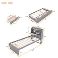 thumbnail image 4 of Twin Size Platform Bed with Trundle, Bookcase Headboard, 3 Drawers and LED Light, Wooden Storage Bed Frame with Built-in USB for Kids Teens Adults Bedroom, No Box Spring Needed, Gray, 4 of 7