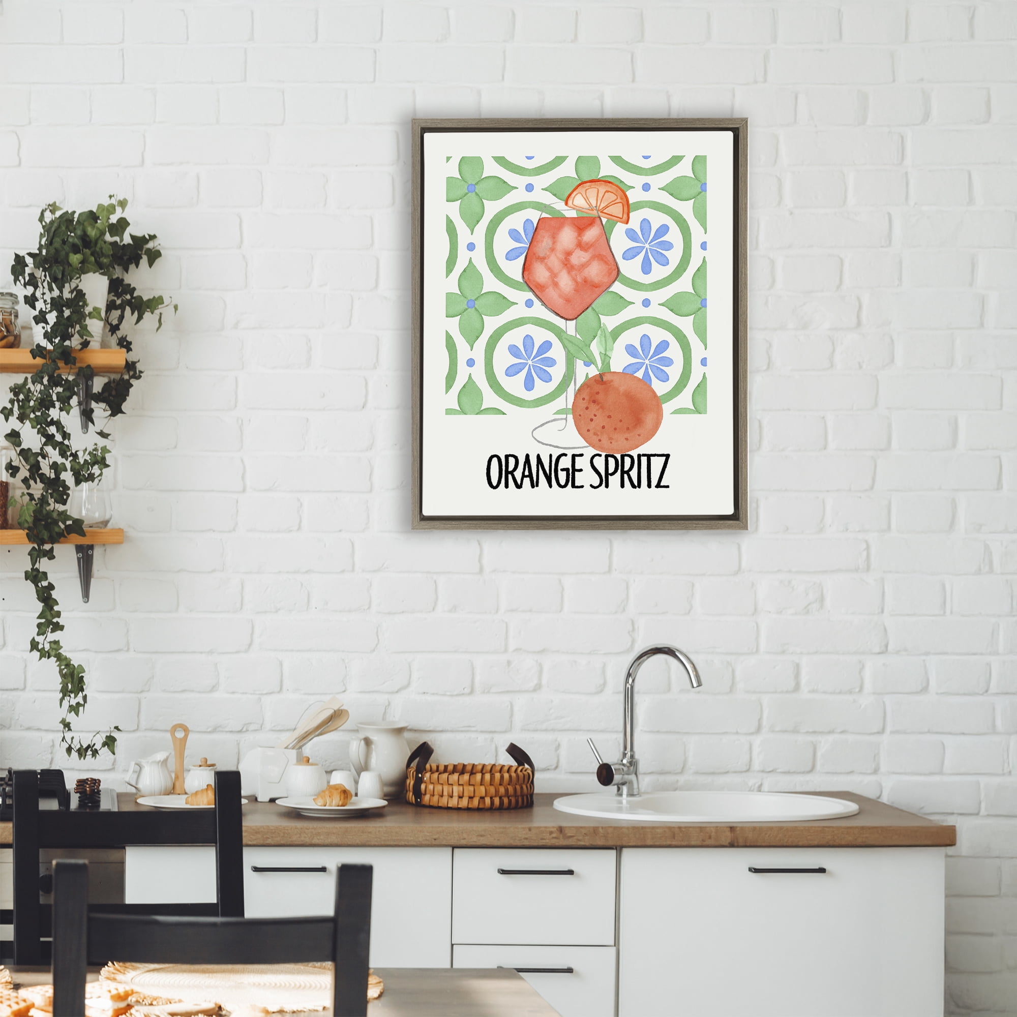 Stupell Industries Orange Spritz On My Mind Brown Framed Floater Canvas Wall Art, design by Nina Jacobs