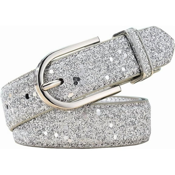 Zhengup Fashion Sparkly PU Leather Waist Belts for Women Formal Dresses Jeans