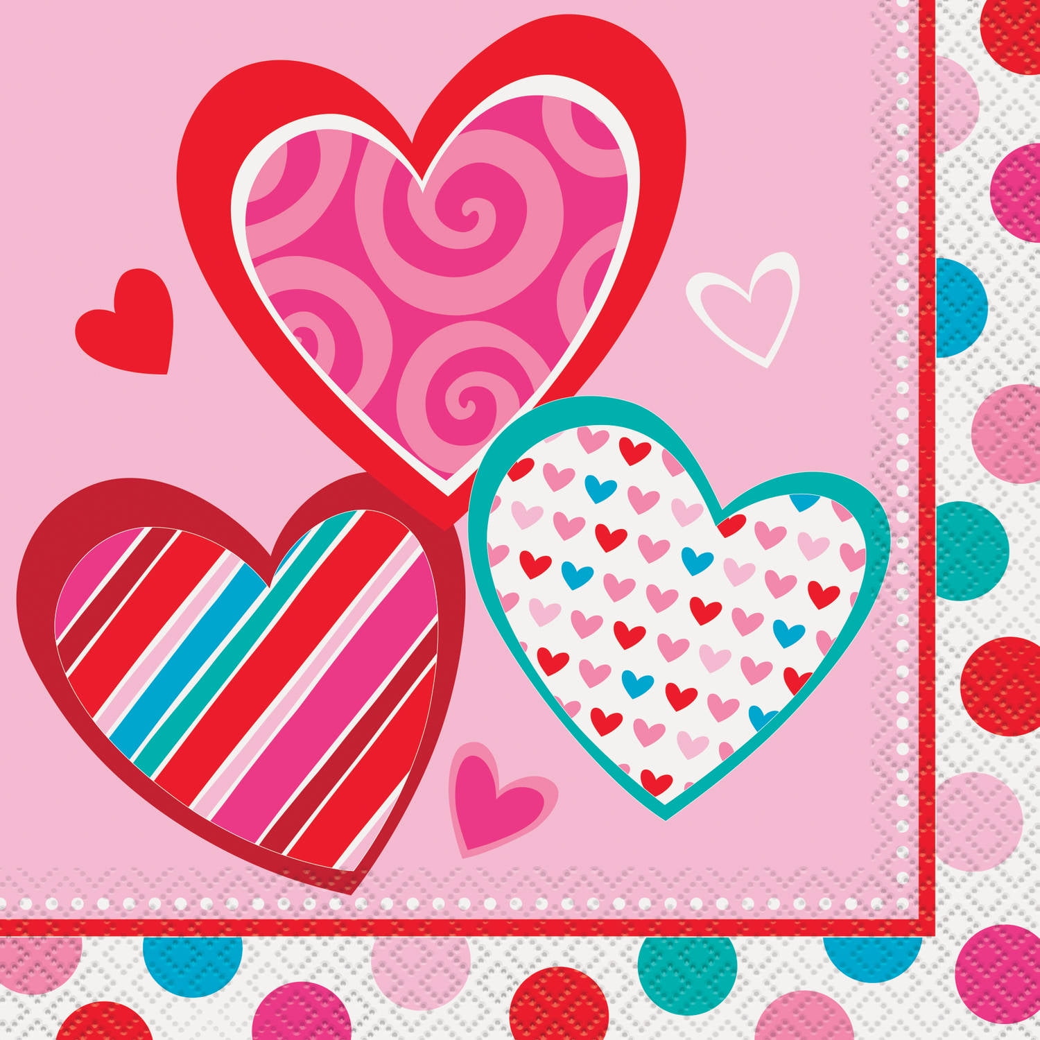 Hip Hearts Bright Striped Valentine's Day Holiday Party Paper Beverage Napkins 