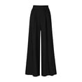 thumbnail image 6 of JGGSPWM Wide Leg Pants Woman Summer Fashion Pockets Loose Flowy Lightweight Palazzo Trousers Lounge Beach Vacation Clothes Black S, 6 of 6